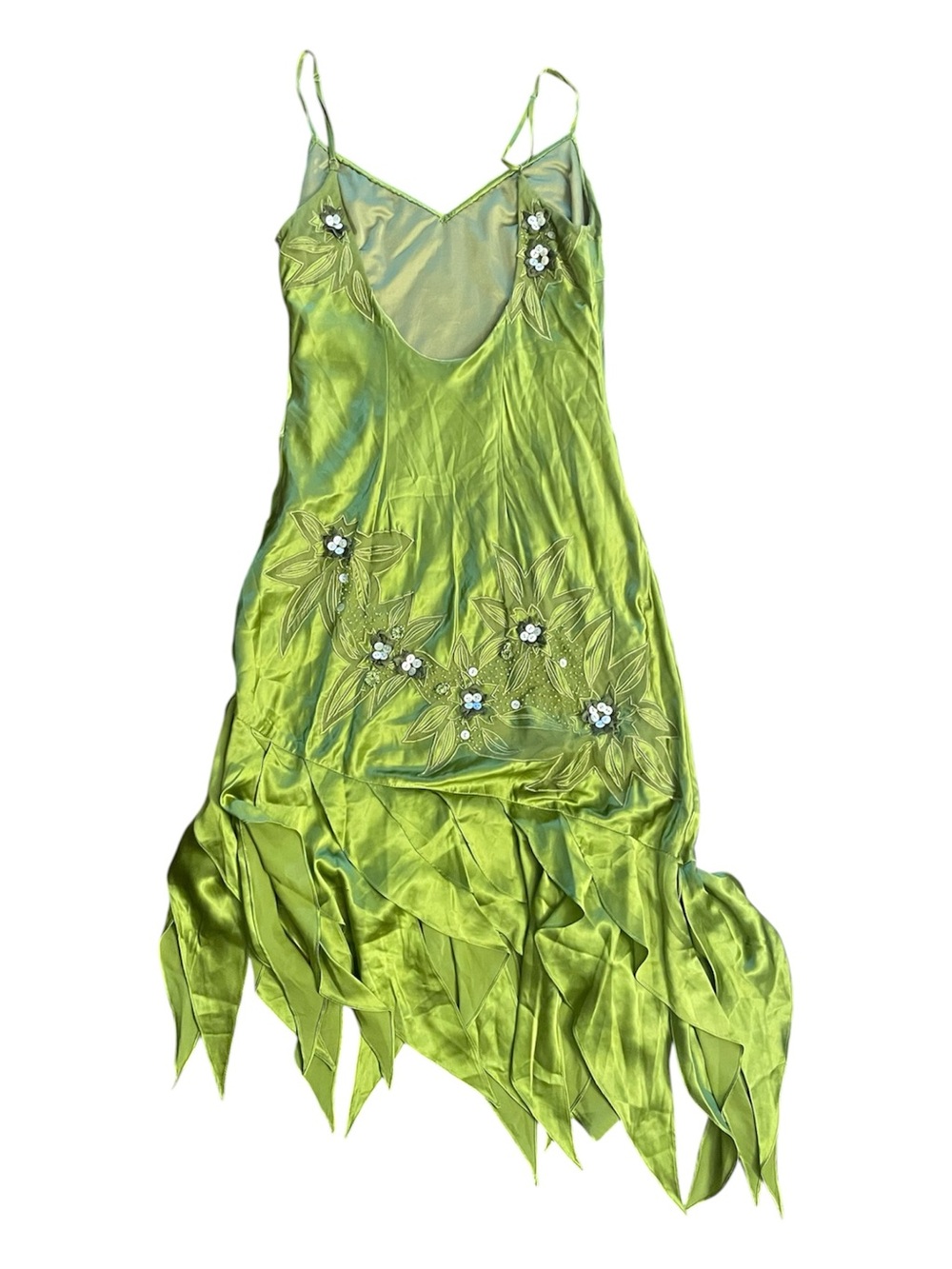 Vintage Sue Wong 90s Y2K Fairycore Silk Asymmetrical Hem Ruffle Dress Size 8 - Picture 3 of 6